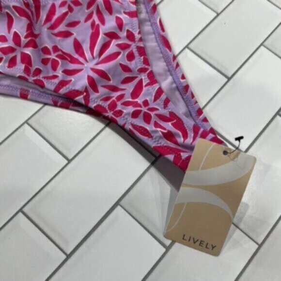 NWT Lively Women's Pink The Swim Floral Cheeky Retro Bottom Size Medium - Picture 4 of 6